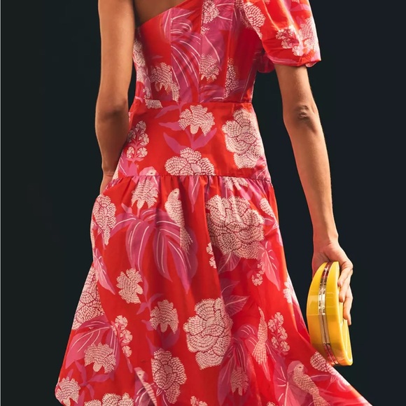 FARM Rio Red One-Shoulder Ruched Sundress - Picture 2 of 7